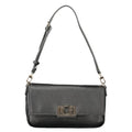 Sac bandoulière noir en cuir grainé avec boucle logo g argentée et sangle réglable guess jeans nero poliuretano femme