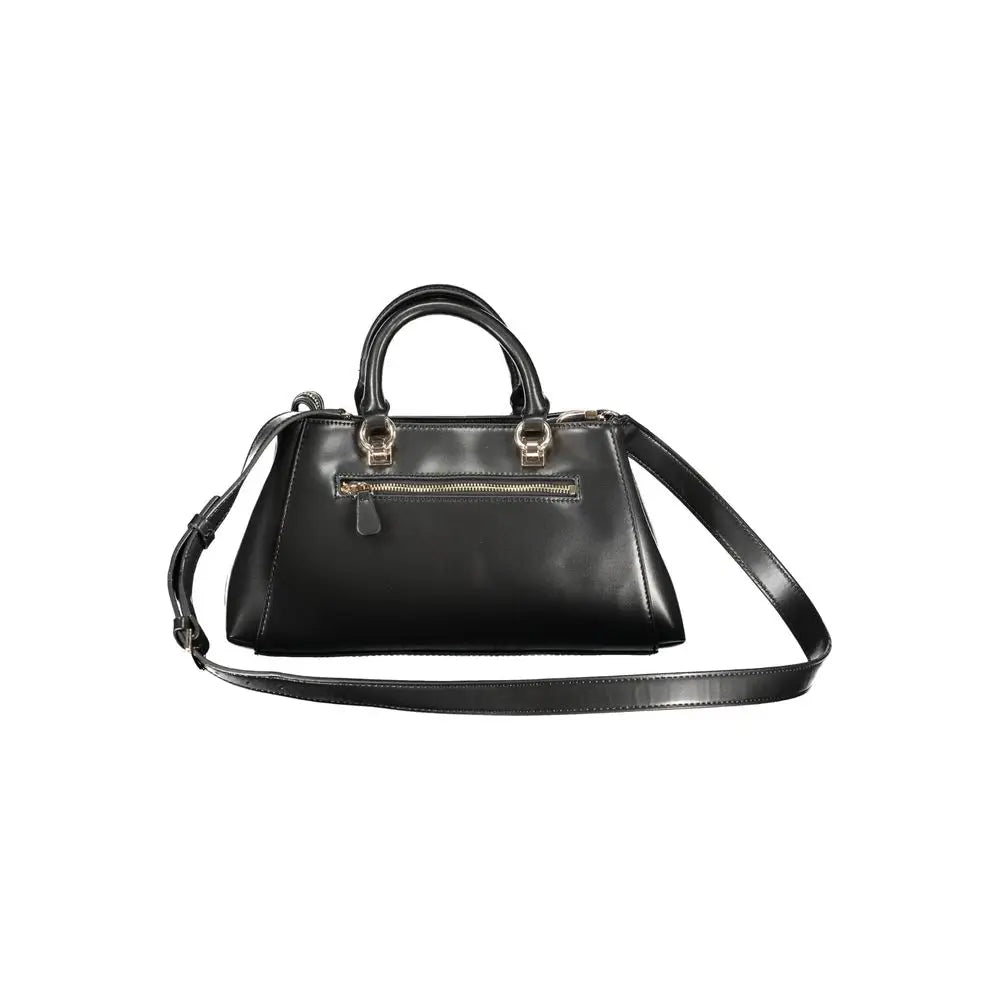 Sac bandoulière guess jeans nero en cuir noir avec poignées supérieures et bandoulière amovible pour femme