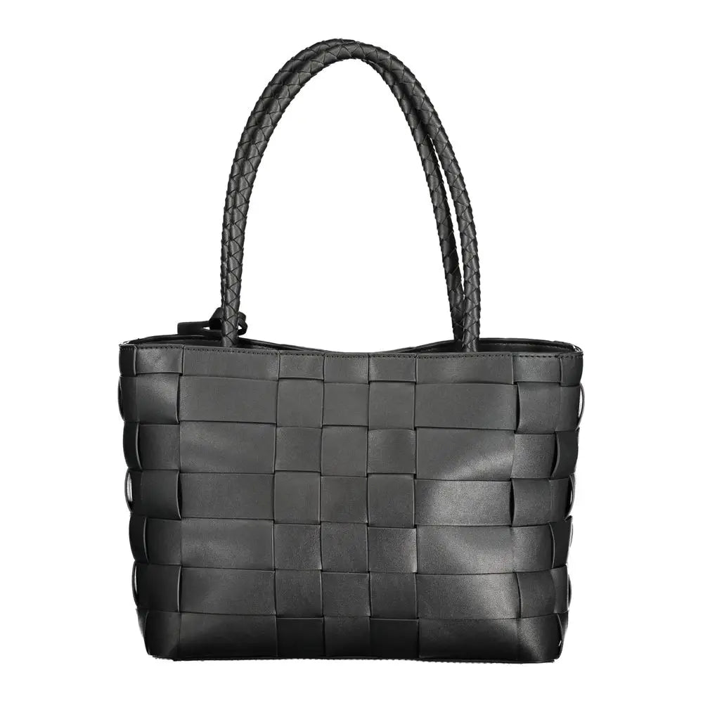 Sac fourre-tout guess jeans nero en cuir tressé noir avec poignées torsadées pour femme