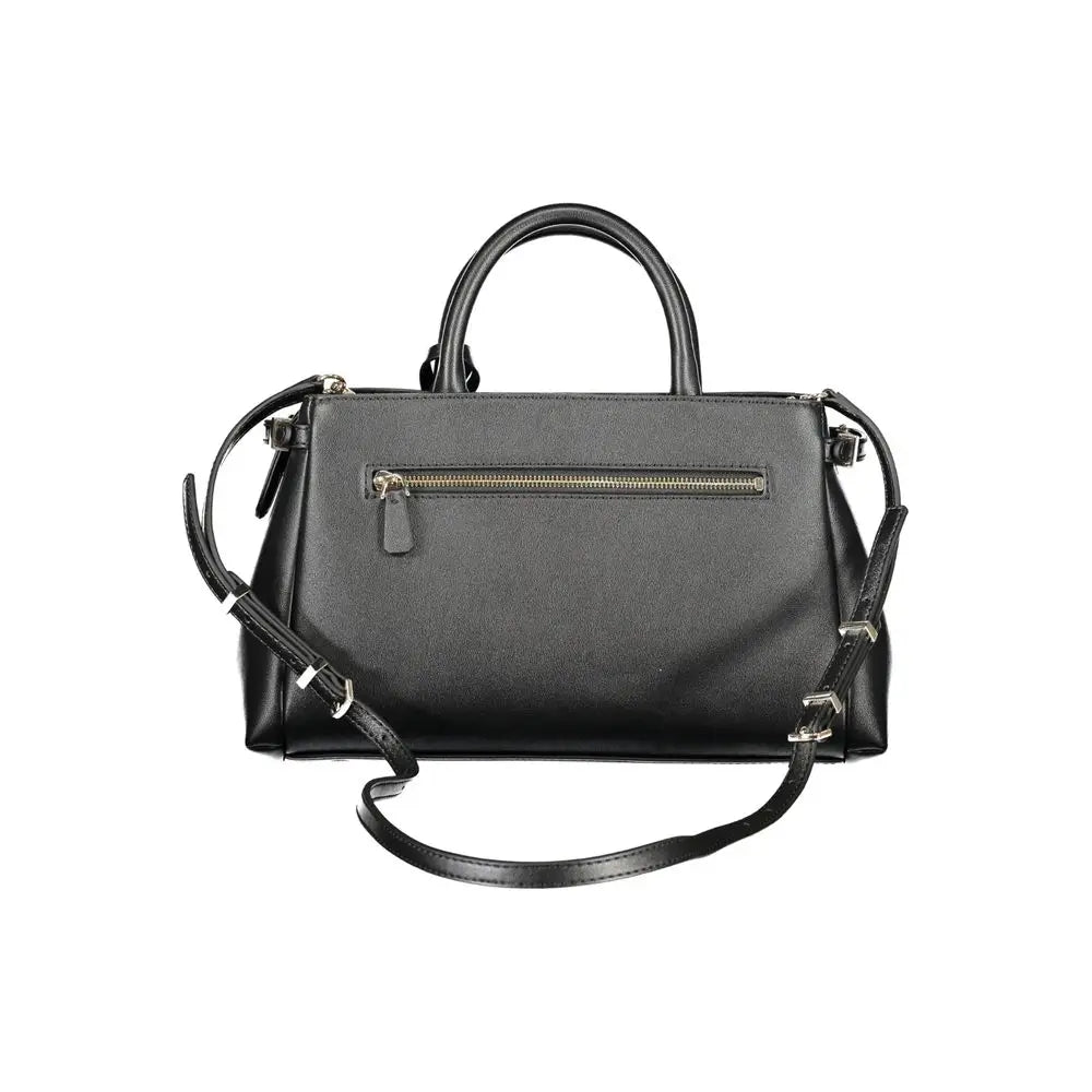 Sac bandoulière guess jeans nero en cuir noir avec poignées supérieures et sangle amovible pour femme