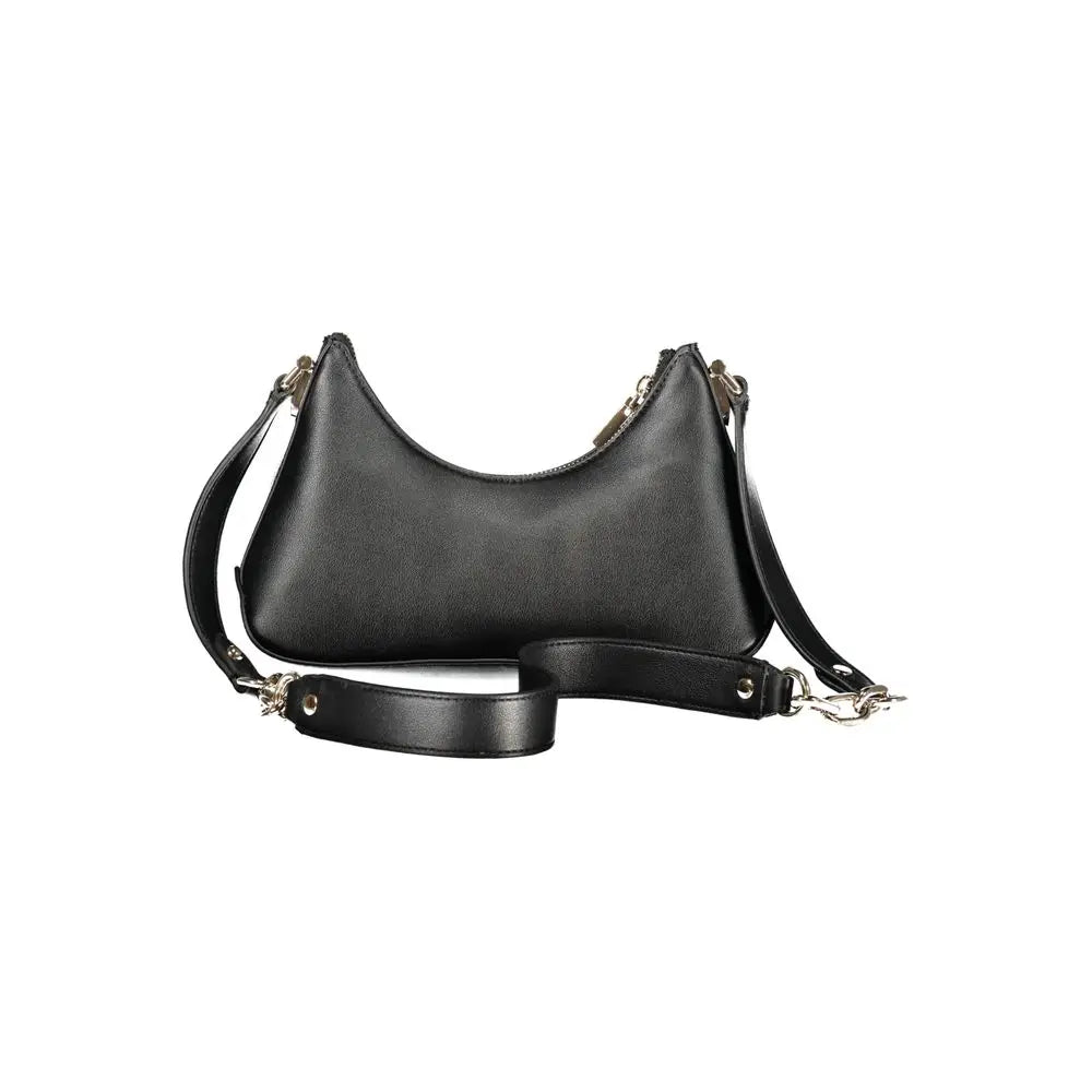 Sac bandoulière Guess Jeans nero en cuir synthétique noir avec design incurvé minimaliste et ferrures argentées