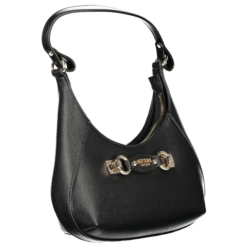 Sac à main guess jeans nero poliuretano noir en cuir texturé avec ferrures métal doré femme