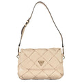 Sac à dos guess jeans rosa poliuretano beige matelassé en cuir avec logo triangulaire en métal sur l’avant