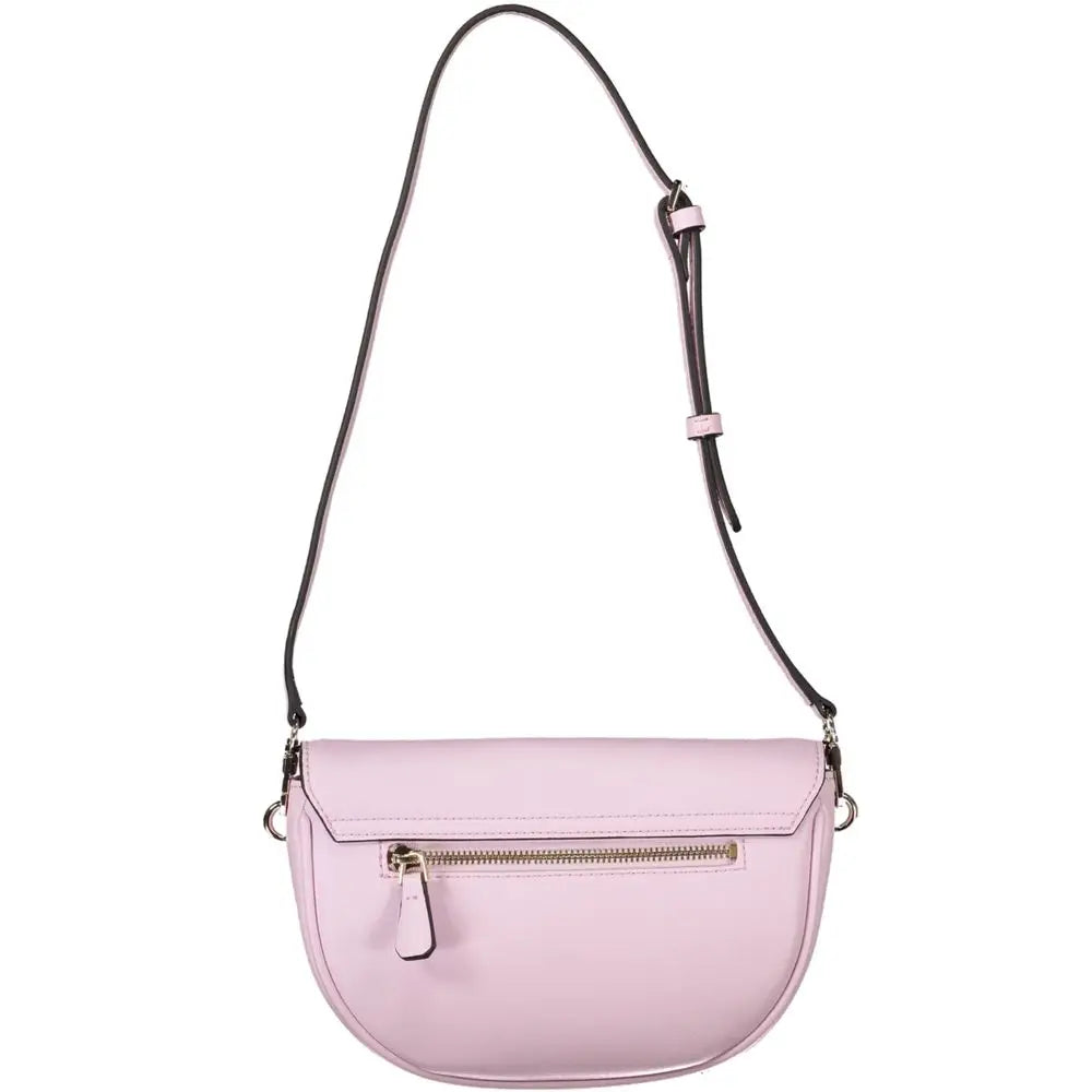 Sac bandoulière guess jeans rosa poliuretano pour femme en cuir rose doux avec design courbé et sangle noire réglable