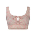 Crop top à lacets rose et crème en polyester avec motif logo g répété guess jeans rosa femme