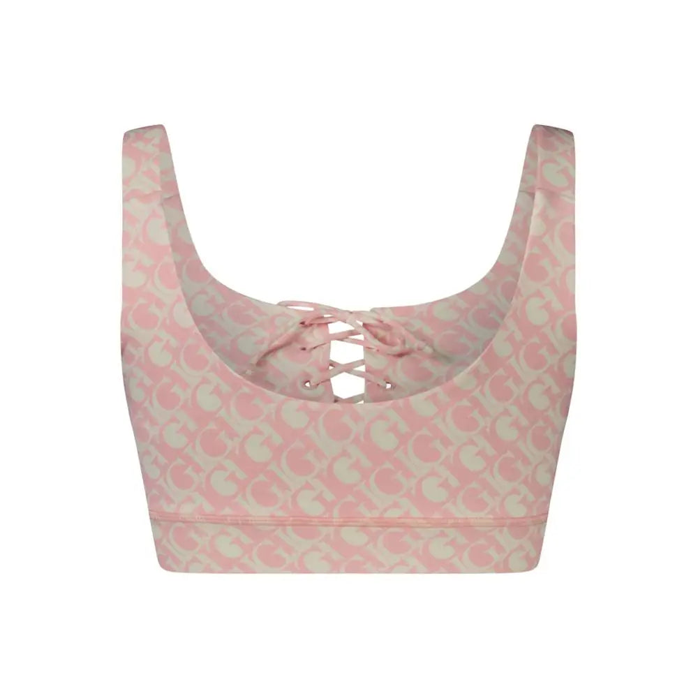 Soutien-gorge de sport guess jeans rosa en polyester rose et crème avec détail lacé sur le devant