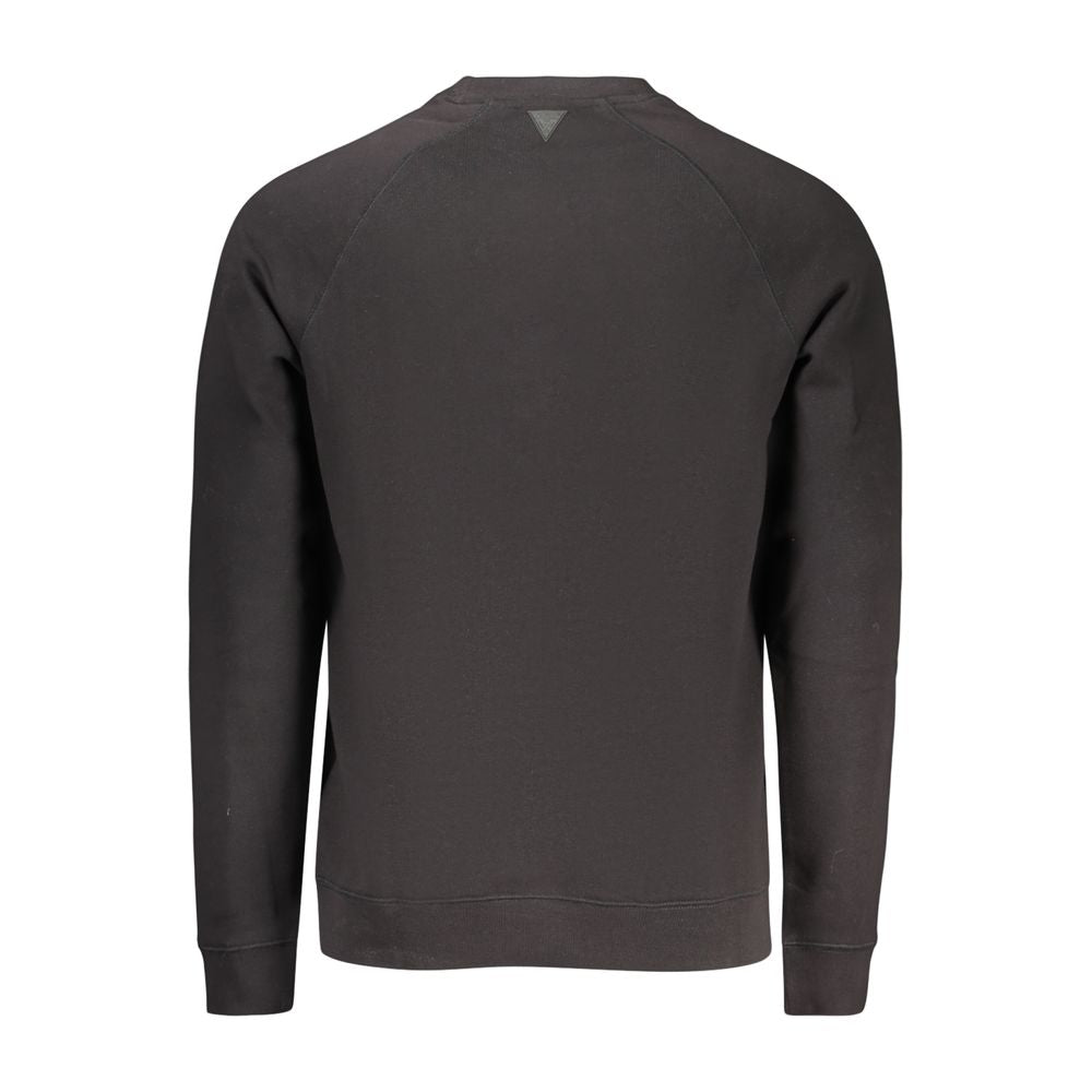 Sweatshirt noir en coton pour homme de Guess Jeans, coupe classique avec logo discret sur la poitrine.
