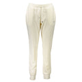 Pantalon de jogging blanc en polyester pour femmes de Guess Jeans, style décontracté et confortable, vue de face.