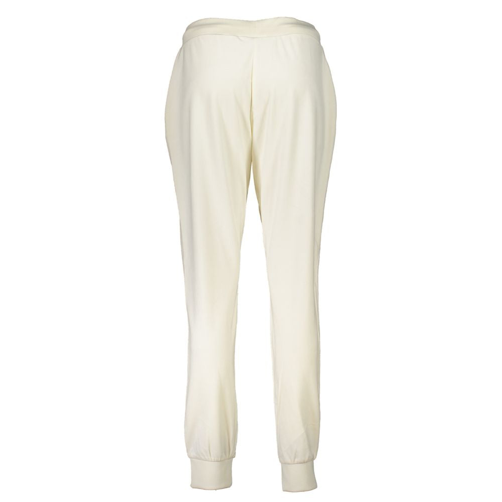 Pantalon de jogging blanc pour femmes Guess Jeans en polyester, style décontracté et confortable.
