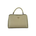 Un sac à main femme guess jeans vert poliuréthane élégant avec surface texturée et logo triangulaire argenté