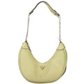 Sac hobo en cuir vert pâle guess jeans avec chaîne argentée et logo guess sur le devant pour femme