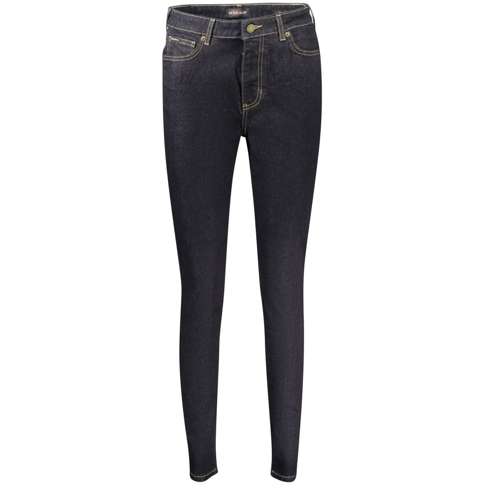 Jeans skinny en coton bleu pour femme de la marque Guess Jeans, coupe ajustée et moderne.