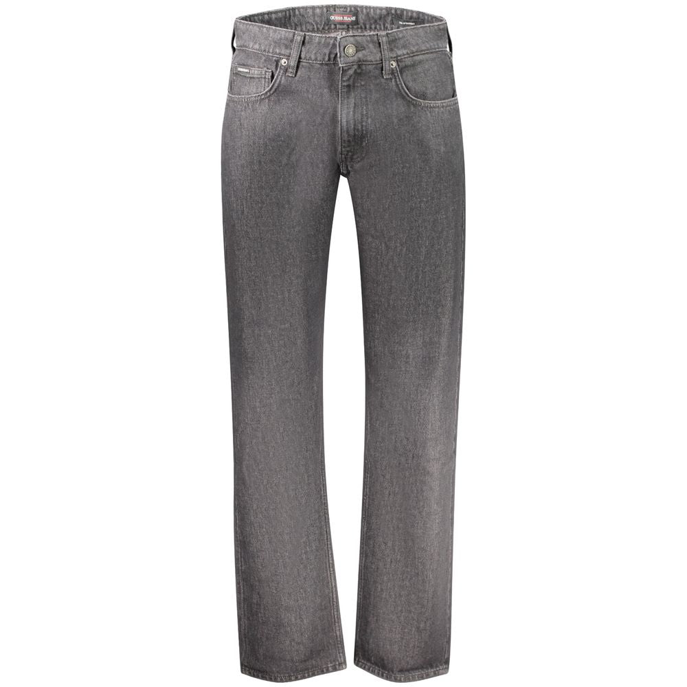 Jeans homme Guess en coton noir, style décontracté, coupe classique, visible sur le produit.