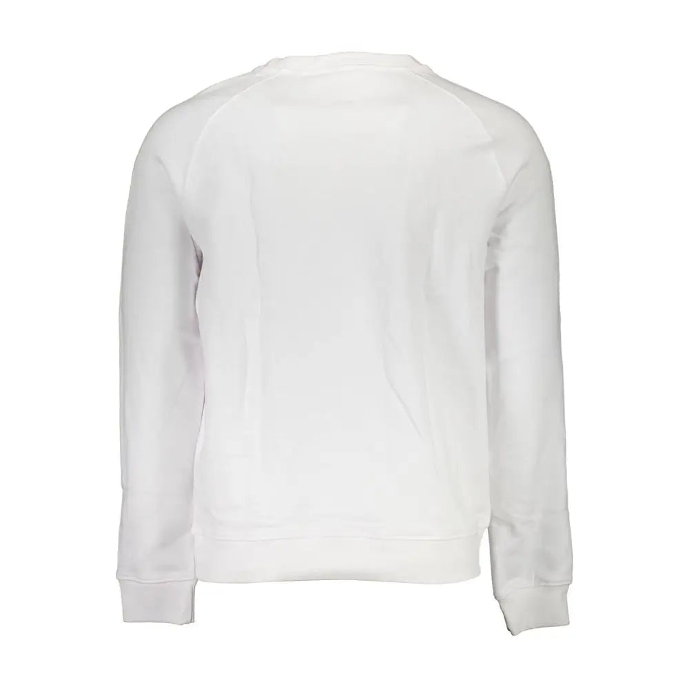 Sweatshirt blanc guess jeans en coton pour homme avec col rond et poignets et ourlet côtelés