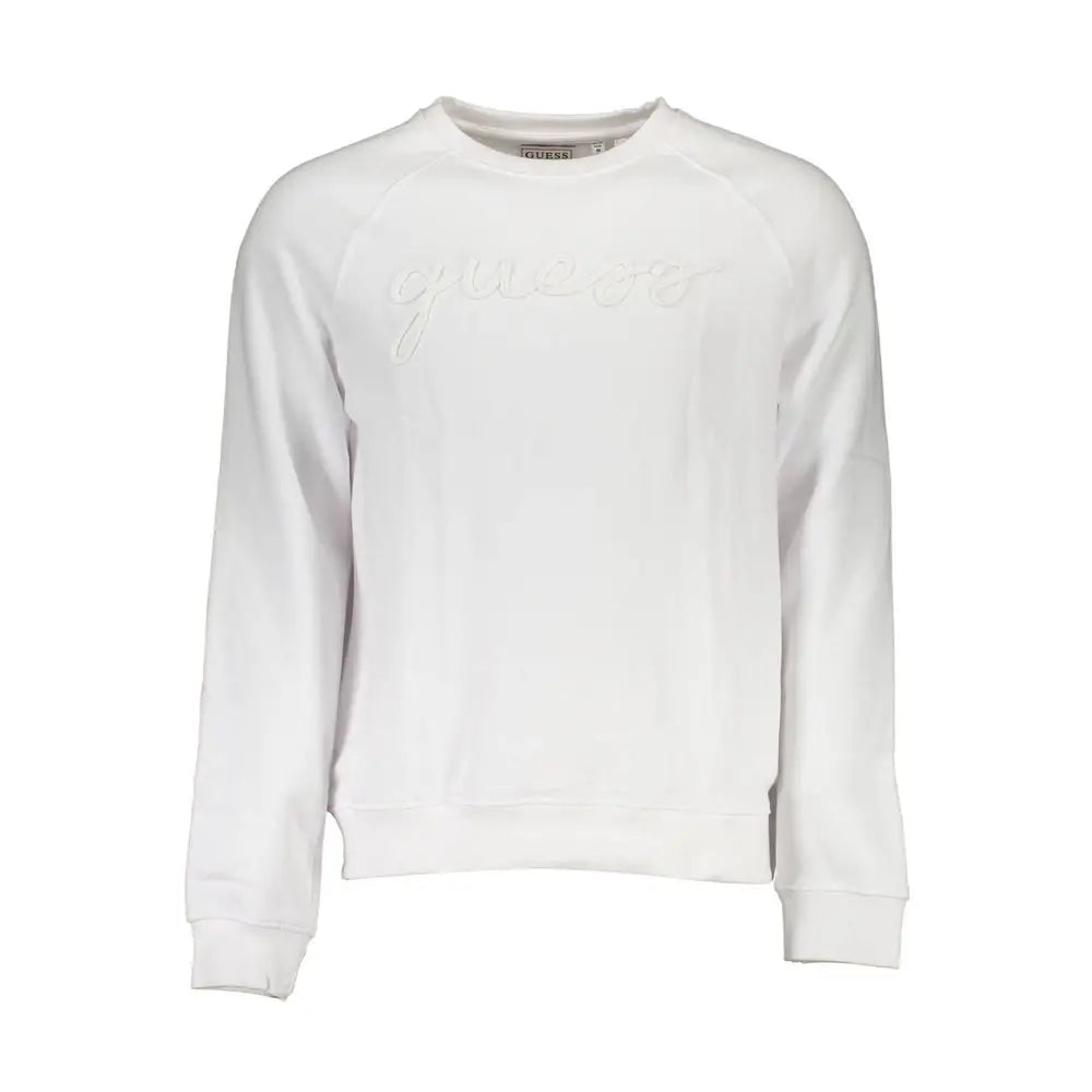 Sweatshirt homme guess jeans blanc en coton avec logo guess brodé en relief sur la poitrine