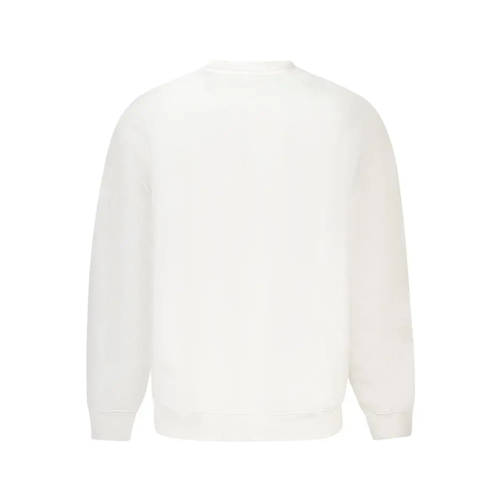Sweatshirt guess jeans blanc pour homme en coton à col rond manches longues et poignets côtelés