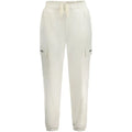 Pantalon cargo crème guess jeans en coton avec ceinture élastique et poches latérales à rabats marqués guess