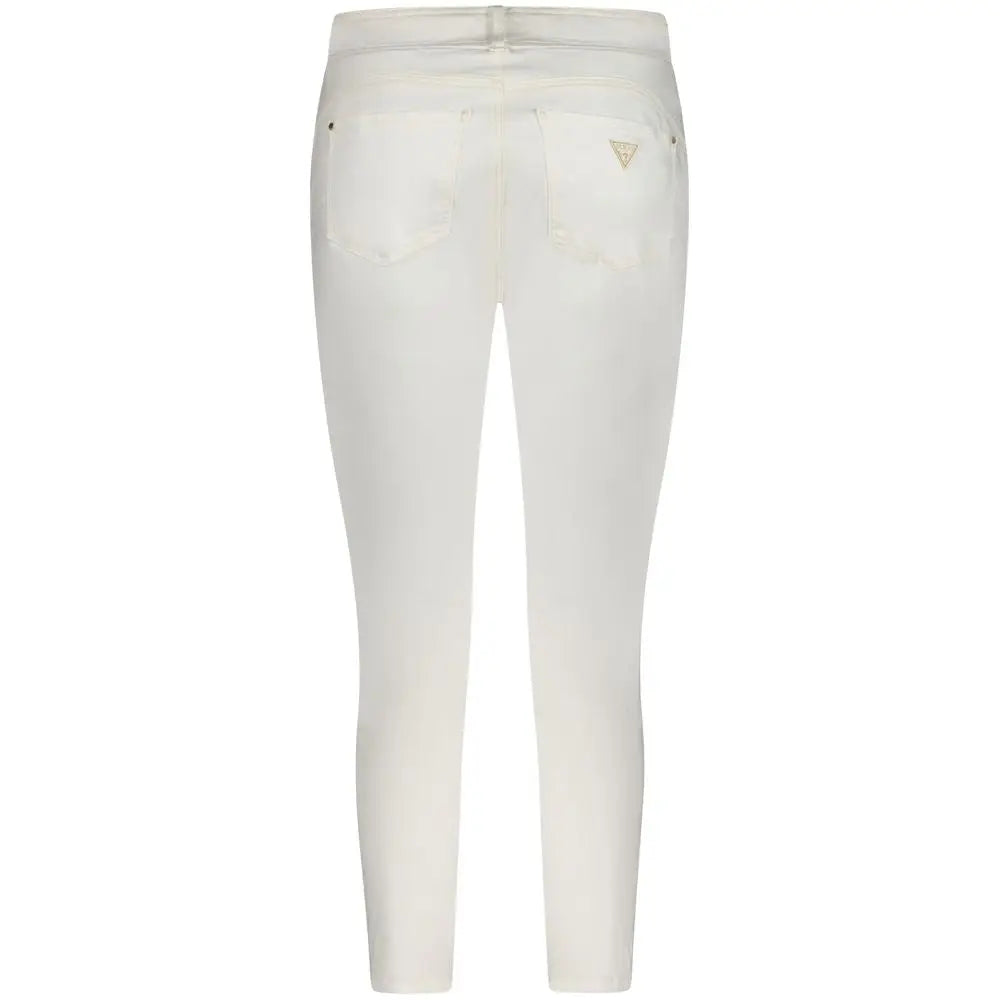 Jean skinny femme blanc en coton guess avec coupe slim et coutures discrètes