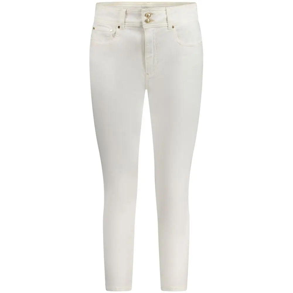 Jeans blanc skinny en coton pour femme guess avec coupe slim et double boutons avant