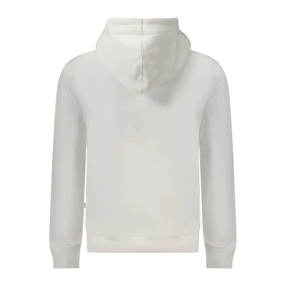 Sweatshirt guess jeans blanc en coton biologique pour homme avec capuche douce et manches côtelées