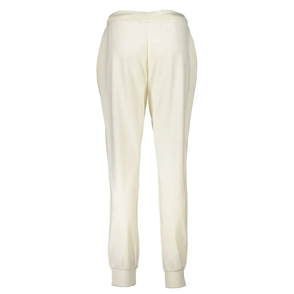Pantalon de survêtement guess jeans blanc en polyester pour femme avec coupe décontractée et bas élastique crème