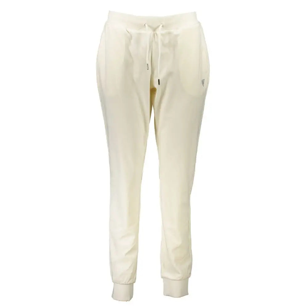 Pantalon de jogging guess jeans femme blanc en polyester avec tissu doux extensible et poches latérales discrètes