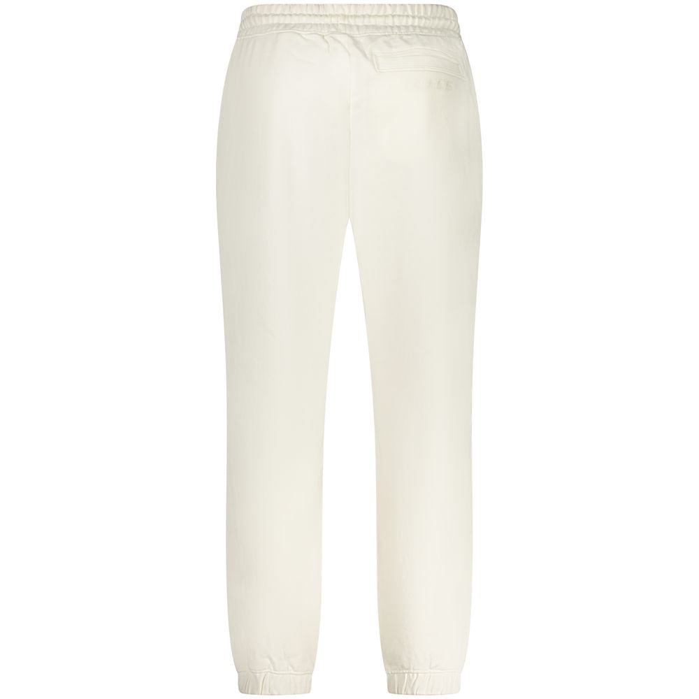 Pantalons homme Guess Jeans en coton blanc, style décontracté, visibles avec détails de couture et coupe classique.
