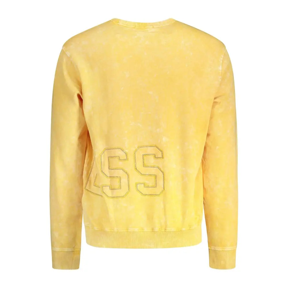 Sweatshirt jaune en coton guess jeans pour homme avec broderie ss au dos et motif tie-dye
