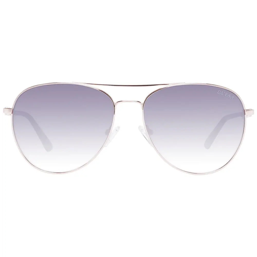 Lunettes de soleil aviator guess en métal rose gold avec monture argentée et verres dégradés gris