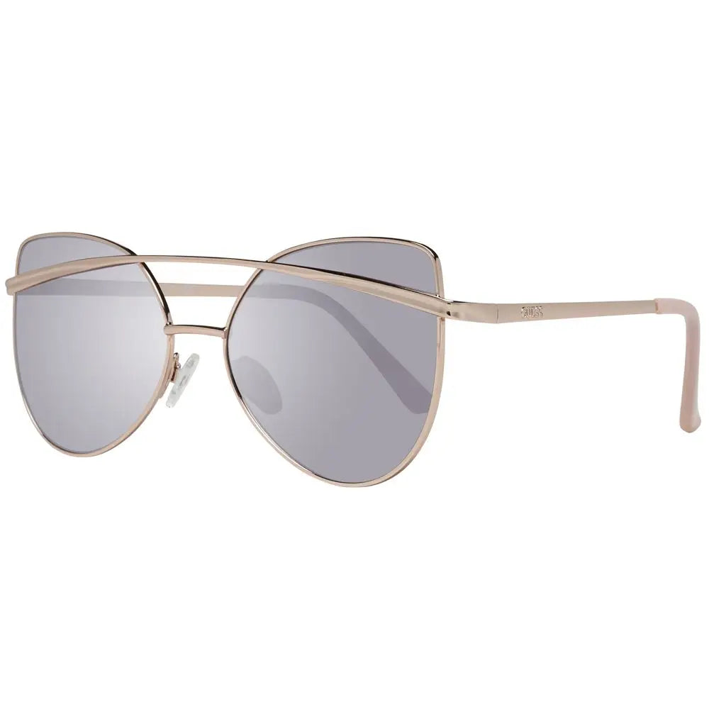 Lunettes de soleil aviator guess en métal rose gold avec verres gris miroir et double pont