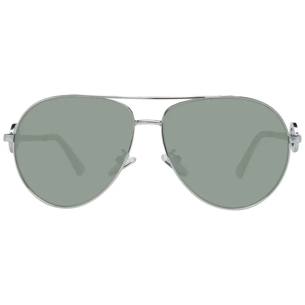 Lunettes de soleil guess argentées en métal avec verres verts miroirs et design aviateur minimaliste
