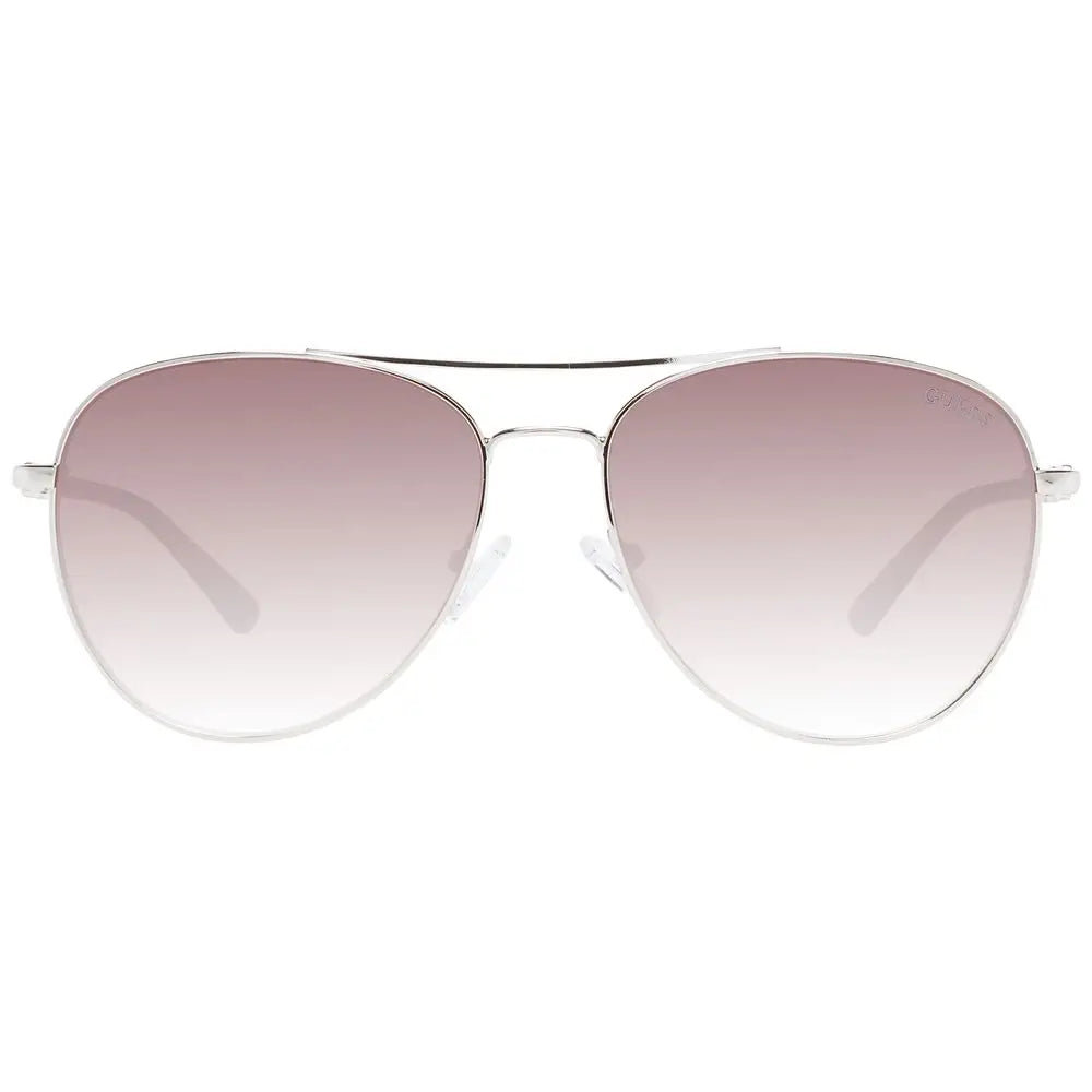 Lunettes de soleil guess en métal argenté avec verres aviateur dégradés rose à blanc