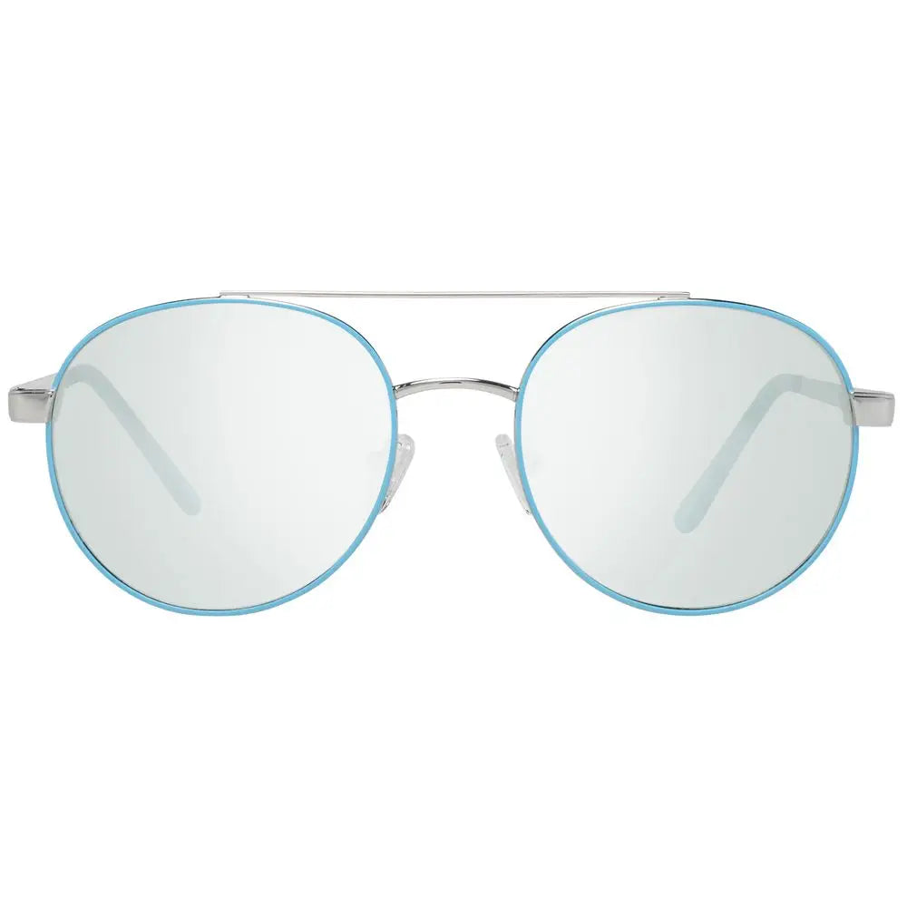 Lunettes de soleil aviator guess turquoise en métal avec verres miroir bleu clair et monture argentée élégante