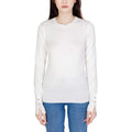 Sweatshirt guess blanc en coton avec manches longues tricotées et bouton subtil aux poignets