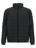 Veste longue en polyamide recyclé noire de Hugo Boss, style élégant et écologique, visible sur cette image.