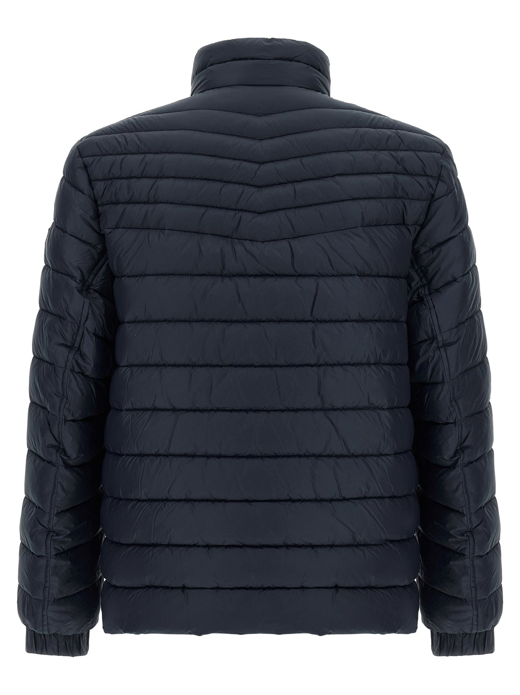 Veste longue en polyamide bleue de Hugo Boss, style élégant et moderne, vue de face sur fond neutre.