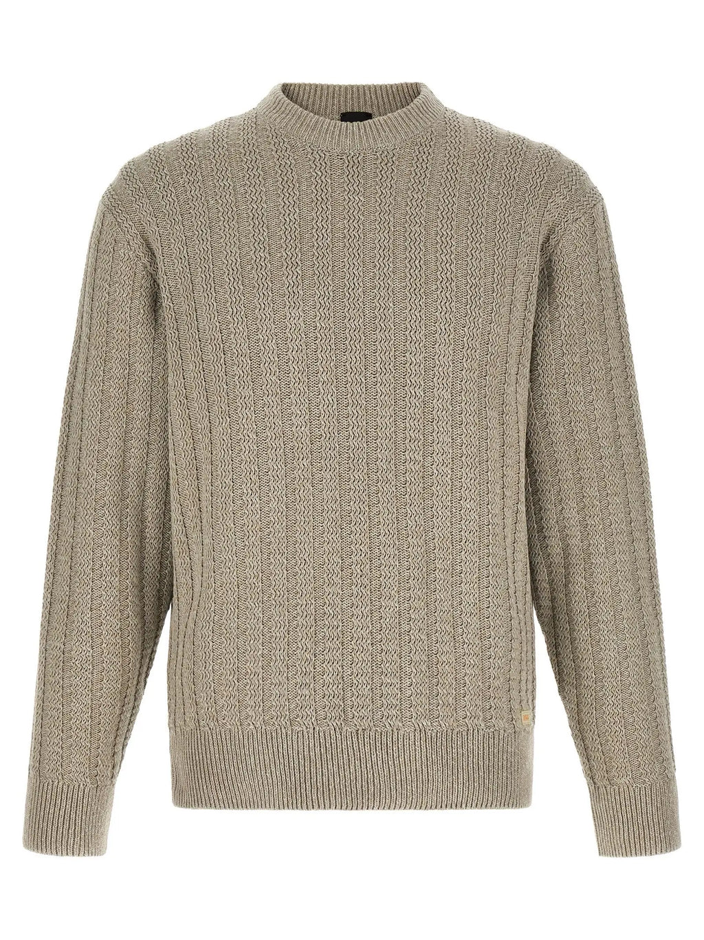 Cardigan hugo boss beige en coton avec motif torsadé texturé et poignets finis de manière soignée