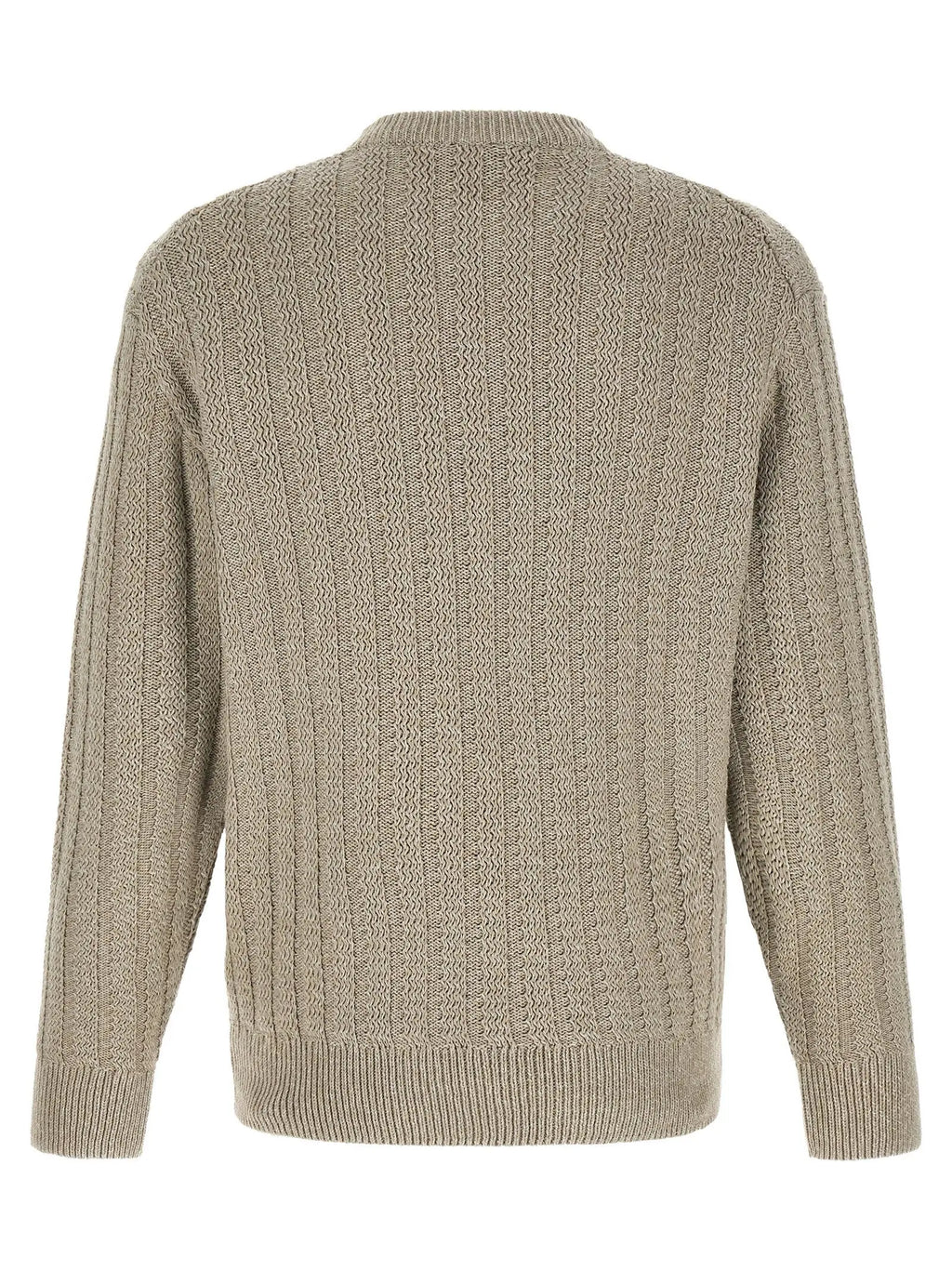 Beige Hugo Boss cardigan en coton à manches longues avec col rond classique en maille côtelée