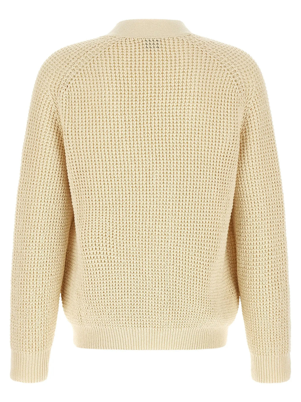 Beige cardigan hugo boss en coton avec texture tricotée crème et col rond côtelé
