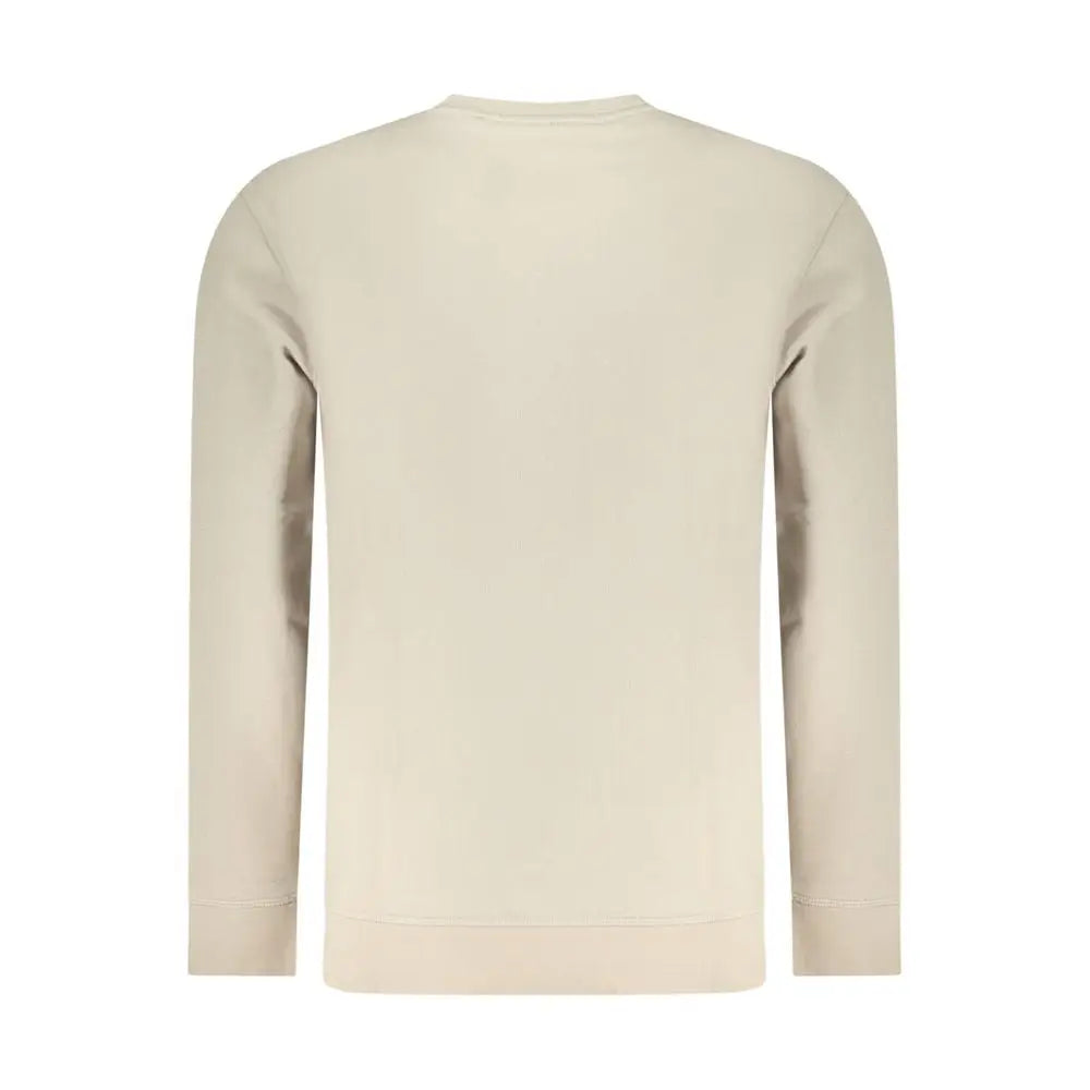 Sweatshirt beige homme hugo boss en coton avec col rond et poignets et ourlet côtelés manches longues