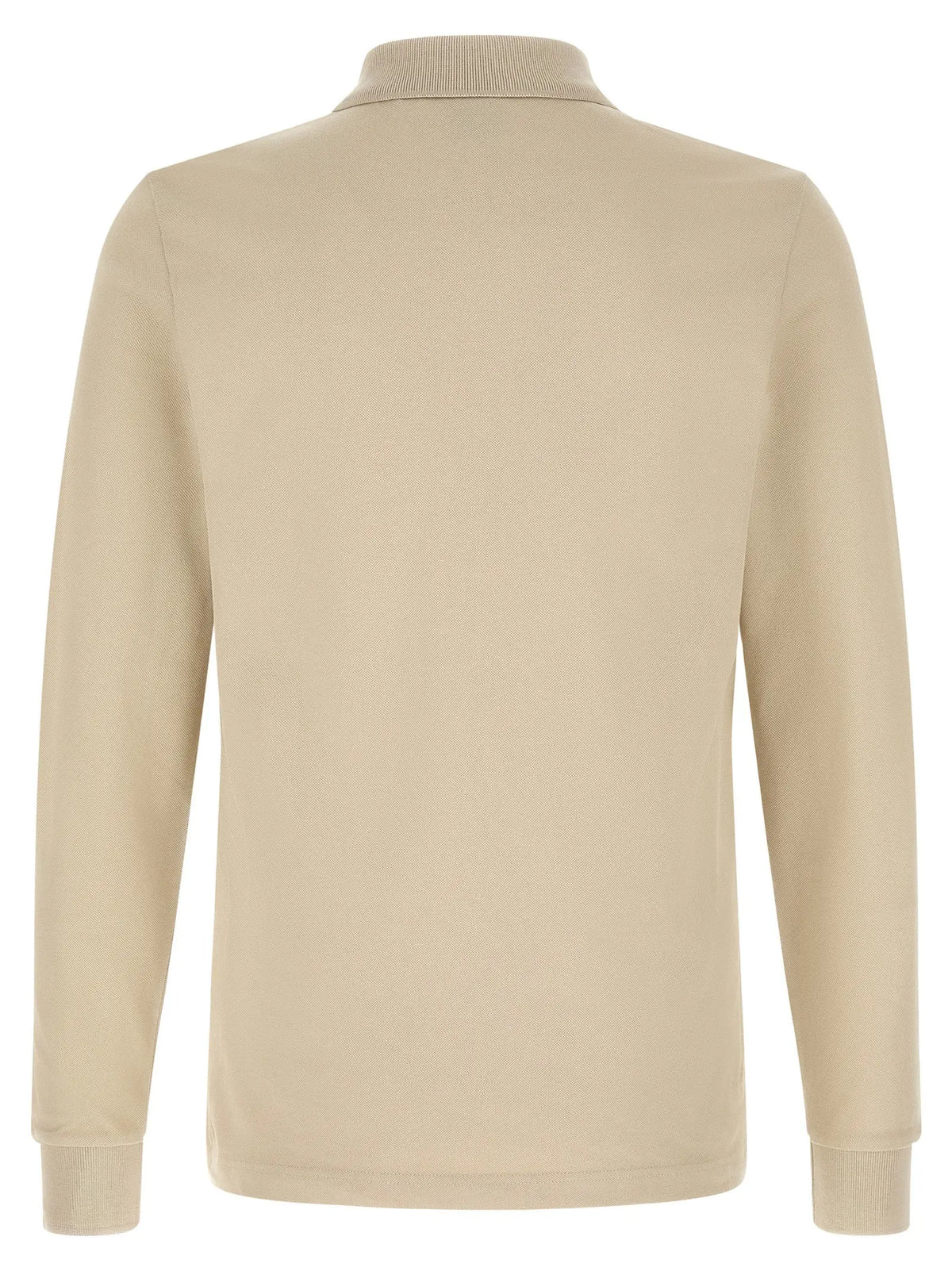 Polo hugo boss beige en coton à manches longues avec col et poignets côtelés