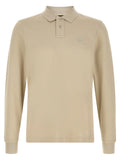 Polo beige hugo boss en coton avec tricot texturé subtil col et poignets côtelés logo carré sur la poitrine