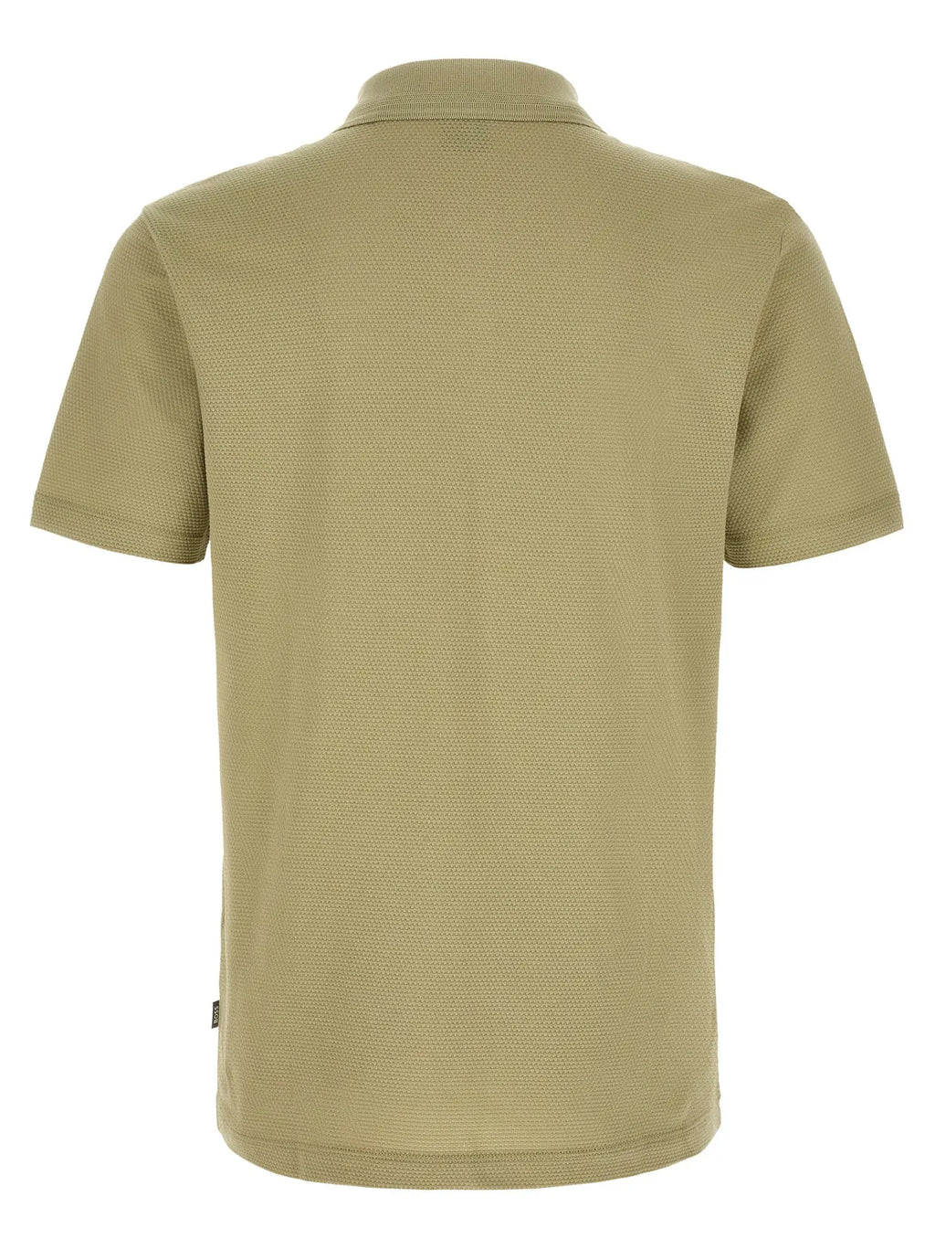Polo beige hugo boss en coton avec texture tissée et col côtelé manches courtes khaki