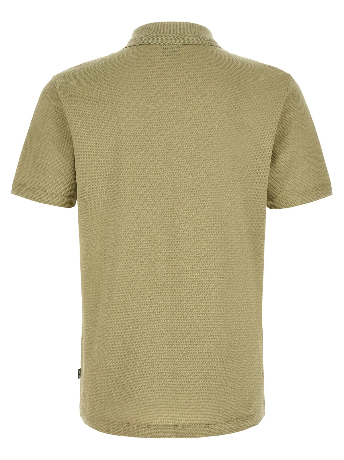 Polo beige hugo boss en coton avec texture tissée et col côtelé manches courtes khaki