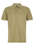 Hugo Boss beige polo en coton pour homme avec col classique et patte de boutonnage deux boutons texturé vert olive