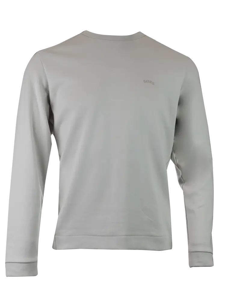 Sweatshirt hugo boss beige en coton minimaliste à manches longues avec logo brodé subtil sur la poitrine