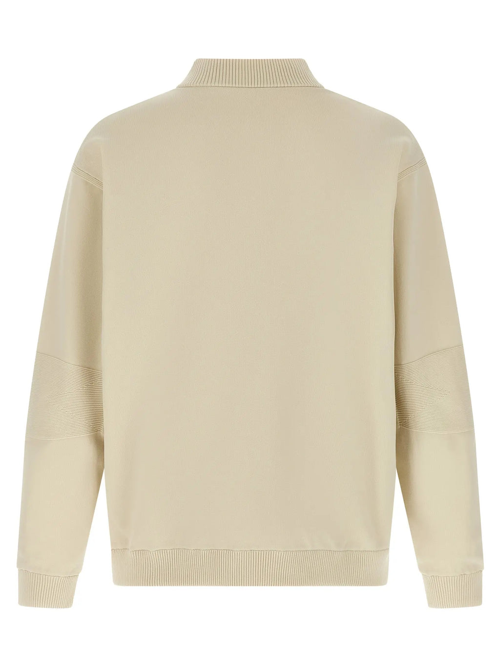 Beige pull en maille hugo boss en polyamide avec col, poignets et ourlet côtelés et panneaux texturés subtils aux manches