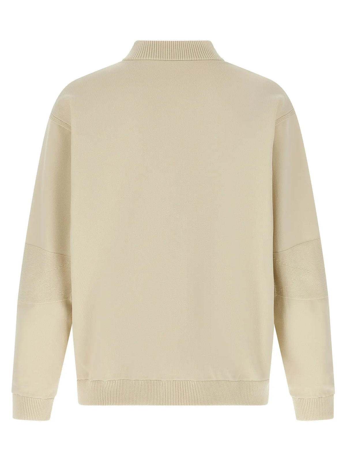 Beige pull en maille hugo boss en polyamide avec col, poignets et ourlet côtelés et panneaux texturés subtils aux manches