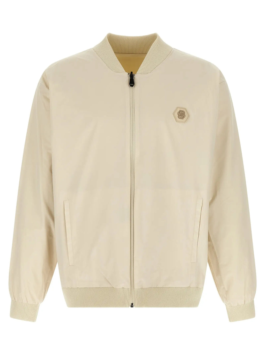Veste bomber beige hugo boss en polyamide avec poignets et col côtelés et patch logo hexagonal subtil au niveau de la poitrine gauche