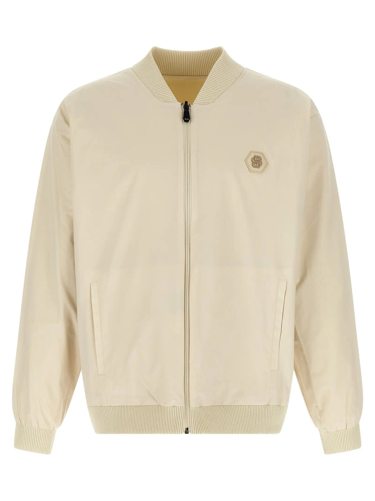 Veste bomber beige hugo boss en polyamide avec poignets et col côtelés et patch logo hexagonal subtil au niveau de la poitrine gauche
